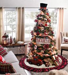 SAPESHA Red and Black Buffalo Plaid Christmas Tree Skirt with Linen Burlap Edge | Wayfair Plaid Christmas Tree Skirt, Farmhouse Christmas Tree, Plaid Christmas Tree, Fun Christmas Decorations, Diy Outdoor Decor, Tree Themes, Oh Christmas Tree, Holly Jolly Christmas, Beautiful Christmas Trees