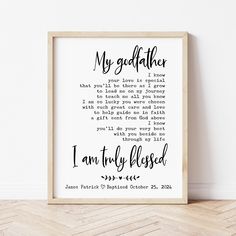 Godfather Baptism Gift | Godfather Poem | Ollie + Hank Godfather Gifts Baptisms, Godparent Poems, Godmother Poem, Godfather Gifts, Godparent Gifts, 11x14 Print, 5x7 Print, Printed Art, Rustic Farmhouse Style