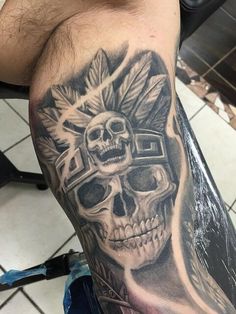 160 Aztec Tattoo Ideas for Men and Women - The Body is a Canvas #aztectattoos #tattooideas Mexican Skull Tattoos, Aztec Tattoos Sleeve, Azteca Tattoo, Lion Art Tattoo, Chicanas Tattoo, Mayan Tattoos, Aztec Tattoos