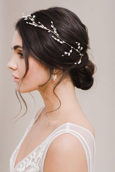 Pearl Wedding Hair, Hair Vine Bridal, Wedding Hair Vine, Pearl Hair Vine, Bridal Hair Updo, Boho Hair