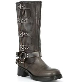 Steve Madden Rocky Distressed Leather Tall Moto Engineer Boots | Dillard's Engineer Boots, Distressed Leather, Moto Boots, Dillard's, Rock And Roll, Rocky, Steve Madden, Clothing Accessories, Heel Height