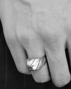 Sterling silver Size: Approx. 6.75 Silver Wide Band Dome Ring, Elegant Silver Dome Ring With Concave Shape, Modernist Silver Dome Ring Open Style, Issey Miyake Men, Candle Branding, Tool Gifts, Vintage Bags, Chain Pendants, True Vintage