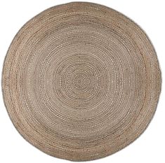 a round rug with an oval design on the center and bottom, made out of jute