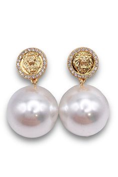 Classy Vibes, Pearl Cream, Pearl Earring, Makeup Items, A Lion, Lion Head, The Hills, Sparkling Crystal, Pearl Drop Earrings