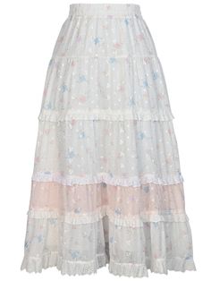 Elevate your wardrobe with this enchanting floral print white elastic waist sweet skirt. Designed to blend elegance with comfort, this skirt features a delicate floral print that adds a touch of femininity to any outfit. The elastic waistband ensures a perfect fit, providing both style and ease of wear.  Crafted from high-quality, breathable fabric, this skirt is perfect for a variety of occasions, from casual outings to more formal events. Its versatile design allows you to pair it with your fa White Feminine Skirt For Garden Party, White Feminine Skirt With Ruffles, White Ruffled Feminine Skirt, Feminine White Skirt For Garden Party, Feminine White Ruffled Skirt, White Skirt For Summer Garden Party, White Pleated Skirt For Garden Party, Feminine Floral Print Tiered Skirt, Feminine Gathered Skirt For Garden Party