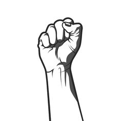 a black and white drawing of a fist