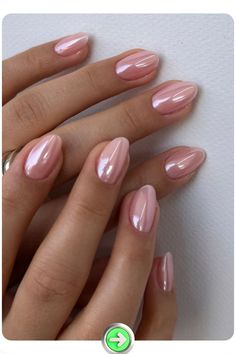 Soft pink almond nude chrome nails with a glossy finish; perfect for a subtle yet chic look, ideal for everyday wear and special occasions alike. Almond Chrome Extension Nails, Plain Nails Chrome, Almond Glazed Nails, Soft Pink Wedding Nails, Cute Pink Chrome Nails, Coral Pink Chrome Nails, Nails To Match Light Pink Dress, Chrome Blush Nails, Milky Pink Almond Nails Chrome