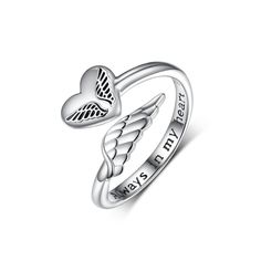 PRICES MAY VARY. Sterling silver feather angel wings adjustable ring, angel wings stand for love, spirituality, and protection.Feathers wings symbolize freedom, sunshine and promise. Our loving feather angel wings ring meaning is a love for dreams and life.This wing design ring always brings you hope and power Sterling silver feather angel wings adjustable ring, angel wings stand for love, spirituality, and protection.Feathers wings symbolize freedom, sunshine and promise. Our loving feather ang Daughter Rings, Ring Meaning, Mother Daughter Rings, Rings With Meaning, Wings Ring, Daughter Ring, Angel Feather, Feather Angel Wings, Wing Design