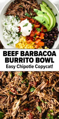 beef barbacoa burrito bowl Copycat Chipotle Beef Barbacoa, Beef Barbacoa Burritos, Barbacoa Rice Bowl, Barbacoa Beef Bowls, Barbacoa Bowl Chipotle, Instant Pot Burrito Bowl Beef, Crockpot Burrito Bowl Beef, Mexican Bowl Recipe Beef, Chipotle Beef Bowl Recipe