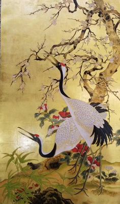 Blue Cranes Hand Painted Wallpapers on Slub Silk Panel - 1 Panel | Chairish Wall Painting Patterns, Chinoiserie Wallpaper Panels, Gournay Wallpaper, Wall Paint Patterns, Red Chinoiserie, De Gournay Wallpaper, Chinese Wallpaper, End Of Times, Wallpaper Panel