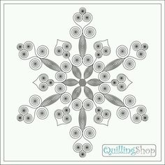 an intricate snowflake is featured in the quilting shop's pattern book