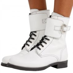 White Lace Up Buckle Flat Ankle Boots for Work, School | FSJ #shoes#sandals#fashionlover #fashion #fashionista #fashiongram #fashionblogger #fashionable #style #trend #animalprint #shoes #heels #feminine #chic #stylish #fashioninspiration #fashionmagazine #sandals #fashionaddict #instalike #instamood #instastyle #ootd #outfit #outfitinspiration #lookbook #fblogger #streetstyle #stilettoheels #shoeaddict Ankle Boots For Work, Boots For Work, White Combat Boots, Boots For Woman, Flat Ankle Boots, Custom Boots, Buckled Flats, Winter Shoes For Women, Feminine Chic