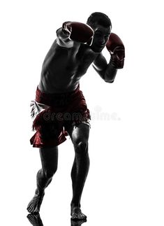 a silhouette of a man wearing boxing gloves