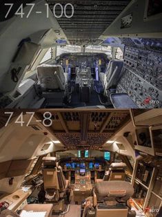 the inside and outside view of an airplane