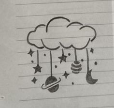 Cloud doodle Clouds Cute Drawing, Airplane Doodle Easy, Rain Cloud Doodle, Cloud Doodles Aesthetic, Tiny Easy Doodles, Cloud Cute Drawing, Cloud Doodles Simple, Aesthetic Clouds Drawing, Doodle Inspiration Sketchbooks