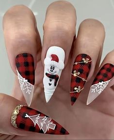 Disney Christmas Nails, Snowman Nails, Festive Nail Art, Christmas Gel Nails, Christmas Nail Art Designs, Disney Nails