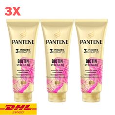 3x Pantene 3 Minute Miracle Biotin Serum Conditioner for Hairfall Pro-V 270 ml FAST Shipping with tracking number via DHL express ! Product Details: Condition: Brand new, Never open Brand: Pantene Type: Hair conditioner Size: 270 ml/bottle Quantity: 3 bottles Notification number: 24-1-6400005890 Product Description: Pantene Biotin Strong Intensive Serum Hair Conditioner 270ml Say goodbye to hair loss due to split ends! Restore strength to your hair with Pantene 3 Minute Miracle Biotin Strength Conditioner. that not only repairs 3 months of damage in just 3 minutes, but also provides long-lasting strength that reduces hair fall due to split ends. How to use: After washing hair with shampoo, apply the conditioner onto wet hair. Massage all over the scalp and hair, then rinse.  Shipping & Han Serum Hair, Reduce Hair Fall, Hair Massage, Hair Fall, Hair Serum, Washing Hair, Split Ends, Wet Hair, Hair Conditioner