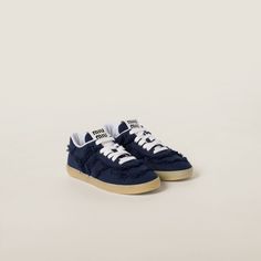 Find MIU MIU Denim Sneakers on Editorialist. Upper with fraying Fabric lining Screen-printed logo on the tongue and insole Cotton laces Rubber sole with logo Removable fabric-covered insole Shoe Inspo Sneakers, Miu Miu Denim, Fraying Fabric, Round Toe Sneakers, Denim Sneakers, Shoe Wishlist, Miu Miu Shoes, The Tongue