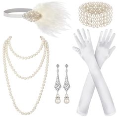 PRICES MAY VARY. 1920s Accessories for Women: you will receive 1 piece of feather headband, 1 piece of pearl necklace, 1 piece of pearl bracelet, 1 pair of 1920s earrings, 1 pair of long gloves, which will help you create a retro and attractive look Adorn Your Beauty: the flapper accessories are ideal costumes for women, girls and ladies, which can blend into many 1920s looks, suitable for weddings, cosplay parties, masquerades, 1920s parties, carnivals, clubs, tea parties, or performances Exqui 20s Headband, 1920s Earrings, Gatsby Accessories, 1920s Accessories, Flapper Accessories, 1920s Necklace, Flapper Headpiece, 1920s Jewelry, Feather Headpiece