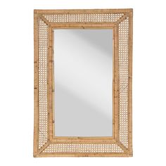 a mirror that is made out of bamboo