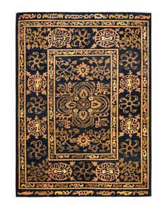 Contemporary Modern Black Wool Area Rug 6' 5" x 8' 10" - Solo Rugs Hand Woven Rugs, Rugs Modern, Woven Rugs, Black Area Rugs, Yellow Rug, Rug Pattern, On The Ground, Handwoven Rugs, Rugs Online