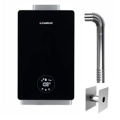 an image of a shower faucet with thermostaer attached to it