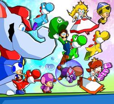 an image of mario kart and other cartoon characters