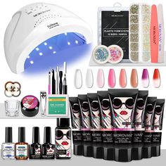 Buy Morovan Poly Nail Gel Nail Kit Professional with UV Lamp Top Coat Morovan Poly Gel, Poly Gel Nail Kit, Nail Room Ideas, Poly Nail Gel, Nail Primer, Poly Gel, Uv Nail Lamp, Gel Set, Gel Nail Extensions