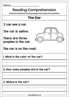 worksheet for reading the car