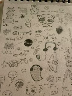 the drawing shows many different types of doodles