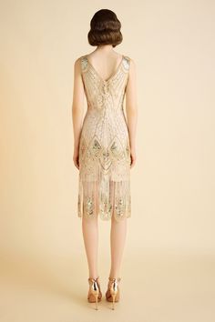 Shop 1920s Dresses - Art Deco Flapper Dress | BABEYOND Art Deco Flapper Dress With Sequins, Fitted Art Deco Flapper Dress Embellished, 1920s Beaded Fitted Flapper Dress, Luxury Art Deco Flapper Dress With Sequins, 1930s Glamour, Themed Dresses, Art Deco Clothing, Dresses Art, Vintage V-neck Flapper Dress For Party