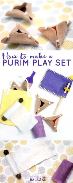 this is an image of how to make a purim play set with felt animals