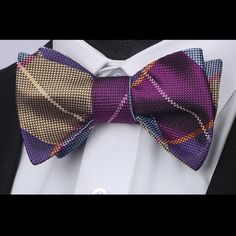 A Symphony of Style: Embrace Elegance with the Purple and Blue Plaid Pattern Silk Bow Tie In the vast landscape of men's fashion, where elegance meets expression, the Purple and Blue Plaid Pattern Silk Self-Tie Bow Tie emerges as a beacon of sophistication. Crafted from the finest silk, this bow tie is not just an accessory; it's a work of art. Its intricate plaid pattern, blending shades of regal purple and deep blue, creates a visual melody that resonates with style enthusiasts. Whether worn s Vast Landscape, Light Blue Dress Shirt, Blue Plaid Pattern, Silk Bow Ties, Silk Bow, Tie Bow, Blue Mirrors, Black Tie Event, Tie Colors