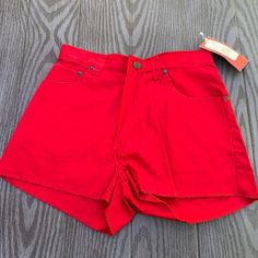 Super Cute Vintage . Esprit Shorts - Nwt Size 5 Retro Stretch Cotton Shorts, Red Cotton Bottoms With Built-in Shorts, Retro Red Short Shorts, Red High Waist Cotton Bottoms, Retro Red Shorts For Summer, High Waist Red Cotton Bottoms, Vintage Solid Bottoms For Summer, Red Stretch Cotton Shorts, Trendy Red Cotton Shorts