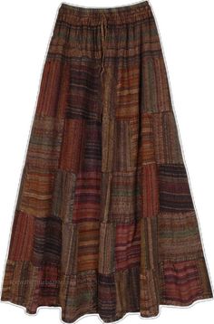 Skirt Patchwork, Brown Clothing, Bohemian Skirt, Hippie Look, Trendy Skirts, Patchwork Skirt, Best Tank Tops, Brown Outfit, Tunic Shirt