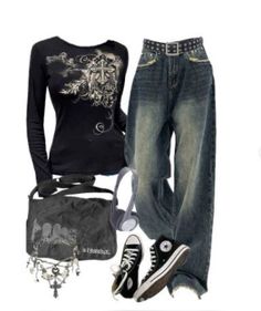 #grungefashion #grunge #y2k #dark Aesthetic Winter Outfits Grunge, Y2k Grunge Fashion Street Styles, Where To Buy Y2k Grunge Clothes, Dark Grey Long Sleeve Outfit, Unisex Grunge Outfits, Cold Emo Outfits, Grunge Outfits Street Styles, Emo Outfits For Women, Dark Y2k Clothes