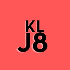 the klj8 logo is shown in black and pink on a red background