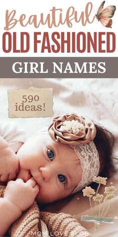 Pinterest graphic with text for a post on old fashioned and vintage girl names. Baby Name List, Name List, Baby Boy Names, Boy Names, Vintage Girls