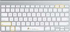 an image of a computer keyboard with symbols on the keys and words below it that are clearly visible