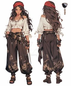 an anime character with long hair wearing pirate clothing