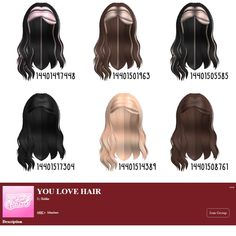 2 Tone Hair, Blonde Hair Roblox, Brown Hair Roblox Id, Minecraft Decoration, Blocksburg Outfit Codes￼, Two Toned Hair, Hair Codes