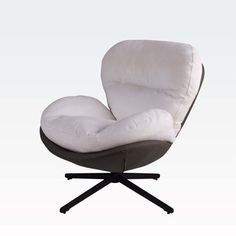 a white chair with a black base and footrests on top of the seat