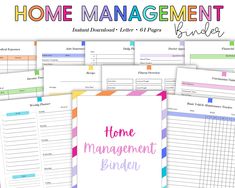 home management binder with the text home management binder written on it in pink and blue