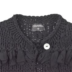 Chanel jacket in black woven knit with fringe tassels on the hem and shell buttons. Brand = Chanel Condition = 8.5/10, very gently used, wear to shell buttons. Size = S ( no material tag ) Model = 5'10 height, 33" bust, 26" waist, 37" hips Chanel Jacket, Balenciaga Bag, Shell Buttons, Chic Me, Timeless Handbag, Tassel Fringe, Chanel Black, Luxe Fashion, Bags Designer Fashion