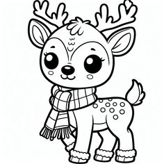 a cute little deer wearing a scarf