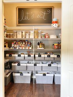 the pantry is stocked with lots of food