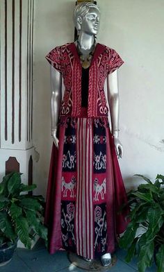 Tenun Ikat Dress Kombinasi, Tenun Ikat Dress, Dress Tenun Ntt, Rok Tenun, Batik Skirt, Ancient Dress