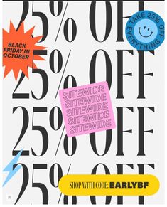 an advertisement for the sale of $ 25 off at early bird clothing, which is also available