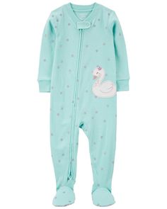 Crafted in soft cotton with a swan print, this 1-piece gets her ready for bed in one easy zip! Carter's cotton PJs are not flame resistant. But don't worry! They're designed with a snug and stretchy fit for safety and comfort. Swan Print, Footie Pajamas, Footed Pajamas, Cotton Pjs, Cotton Pajamas, Footie Pajama, Carters Baby Boys, Mary Jane Shoes Womens