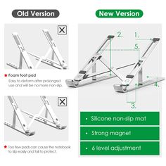 the foldable laptop stand is shown with instructions on how to use it and how to use